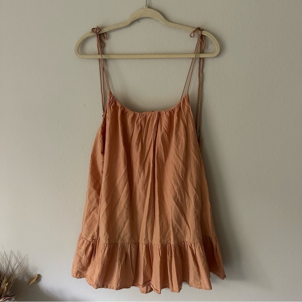 Lulus Dreaming of Sunshine Tassel Tie Strap Bohemian Coastal Tunic Dress Size M - Picture 9 of 10